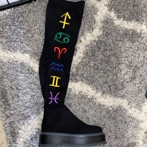 Black Over the knee horoscope boots